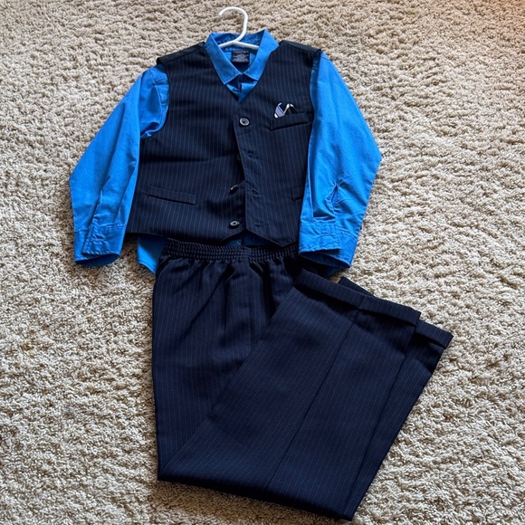 Nautica Blue and Black Kids Button Down Shirt with Vest - Picture 1 of 9